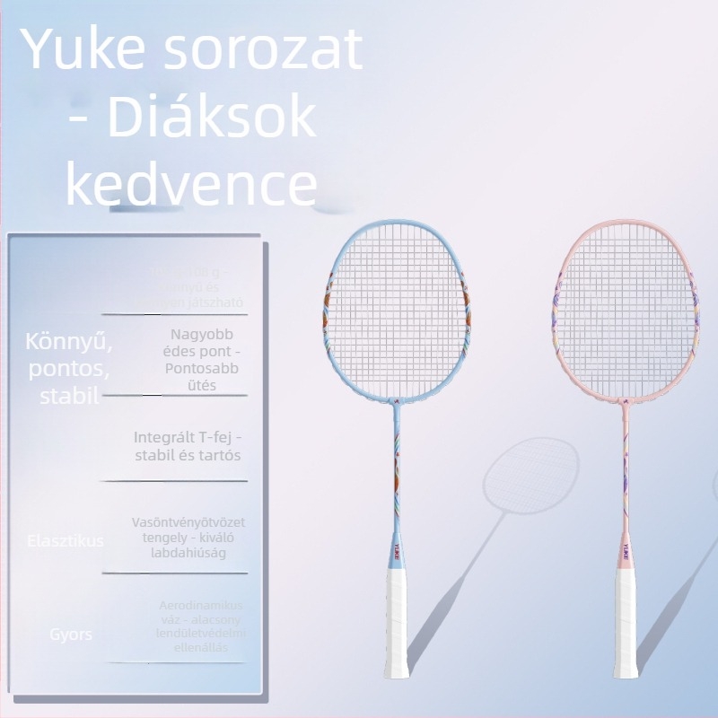 Kezdőknek és junioroknak szóló badmintonütő készlet – könnyű, 95–100 g, vasötvözet váz, közepes merevség, Yu ke