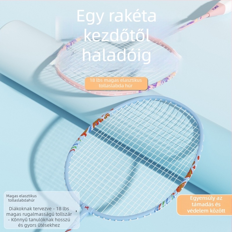 Kezdőknek és junioroknak szóló badmintonütő készlet – könnyű, 95–100 g, vasötvözet váz, közepes merevség, Yu ke