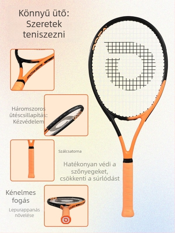 Teniszütő - Uniszex professzionális egyéni játékhoz - szénszálas keret - nylon damil