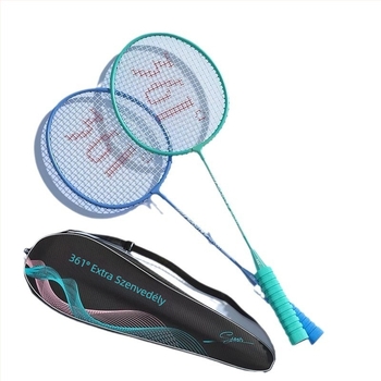 Két badmintonütőből álló készlet, ultrakönnyű, egyenként 95–100 g, váz vasötvözet, nylon húrok, közvetlen ütés, fogó G5, kezdő/offenzív játékhoz