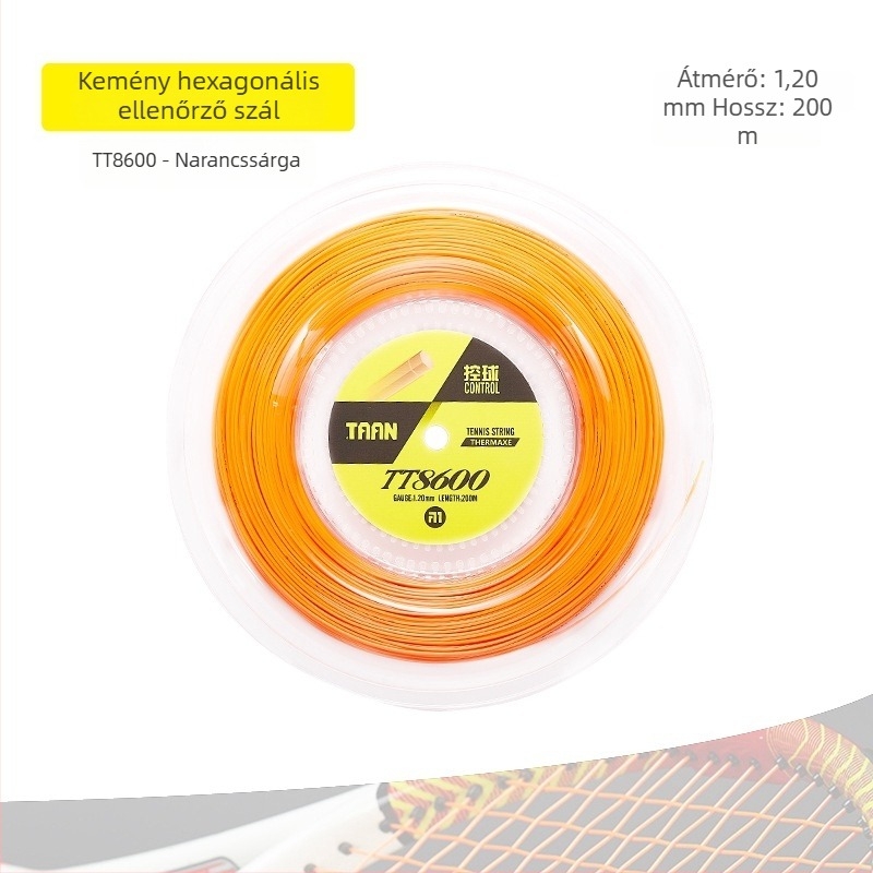 TAAN TT8600 poliészter teniszhúr, hatszögletű keresztmetszet, 200 m hosszú