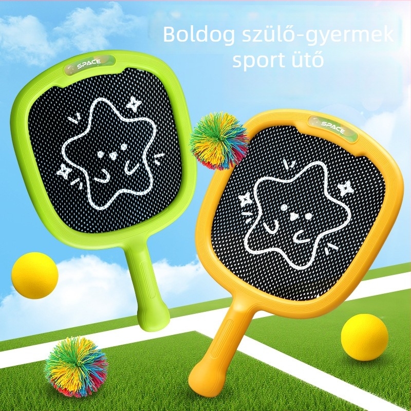 Gyerekeknek szánt karbonszálas tenisz/badminton ütő – edzéskészlet, 95–100 g, közvetlen ütés