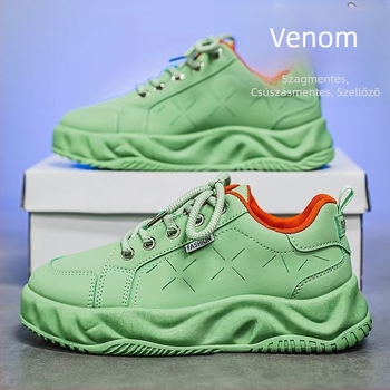 Férfi PU bőrű casual sneaker, légáteresztő felsőrész, alacsony profil, gumírozott talp, injektált formázott talp