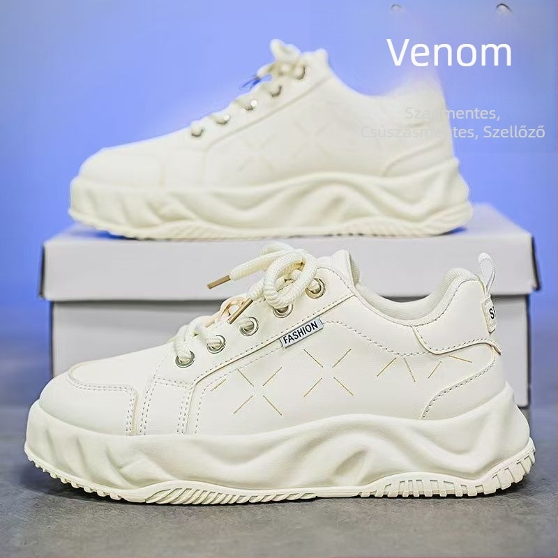 Férfi PU bőrű casual sneaker, légáteresztő felsőrész, alacsony profil, gumírozott talp, injektált formázott talp