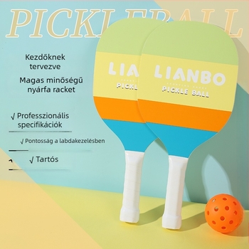 Fa pickleball ütő készlet gyerekeknek és felnőtteknek — Lianbo, 700 g, rajzfilmszerű tengerparti dizájn