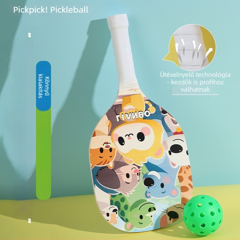 Fa pickleball ütő készlet gyerekeknek és felnőtteknek — Lianbo, 700 g, rajzfilmszerű tengerparti dizájn