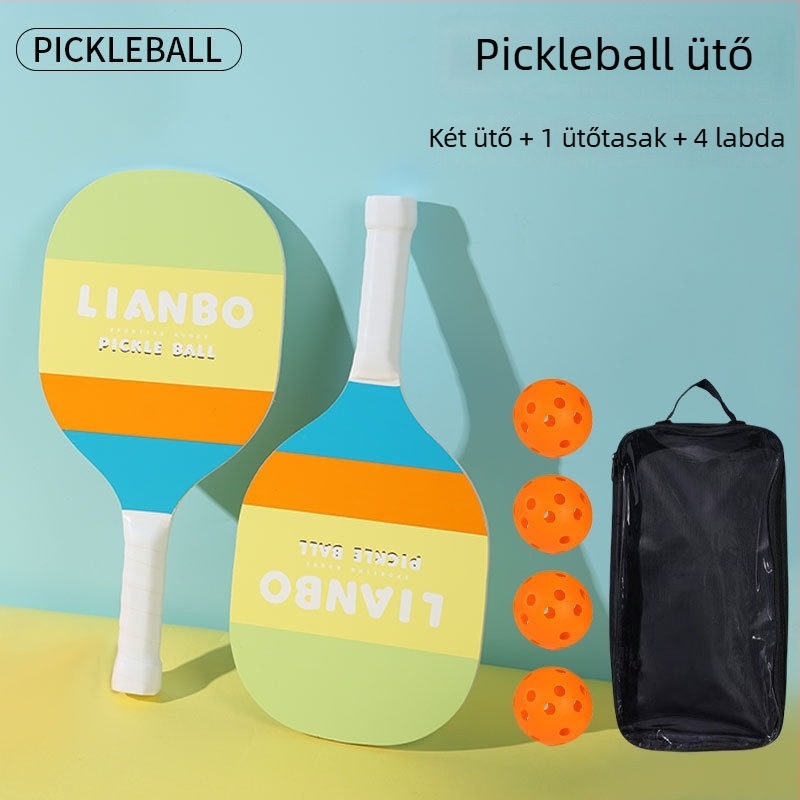 Fa pickleball ütő készlet gyerekeknek és felnőtteknek — Lianbo, 700 g, rajzfilmszerű tengerparti dizájn
