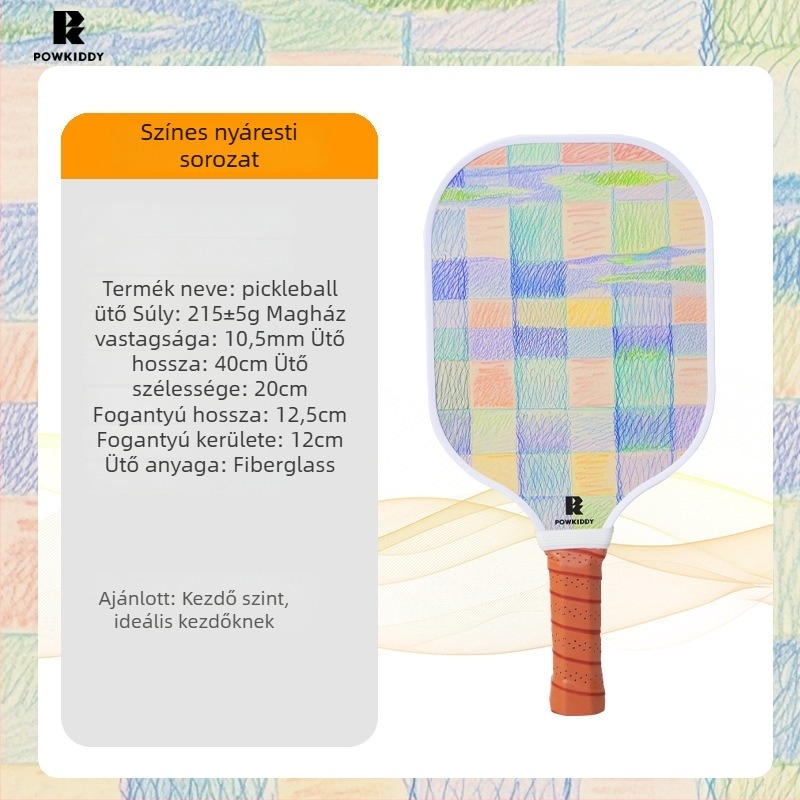 Disvis fiberglass pickleball ütő – graffiti mintázatú vonalas dizájn, készlet kezdőknek, tömege 215±5 g