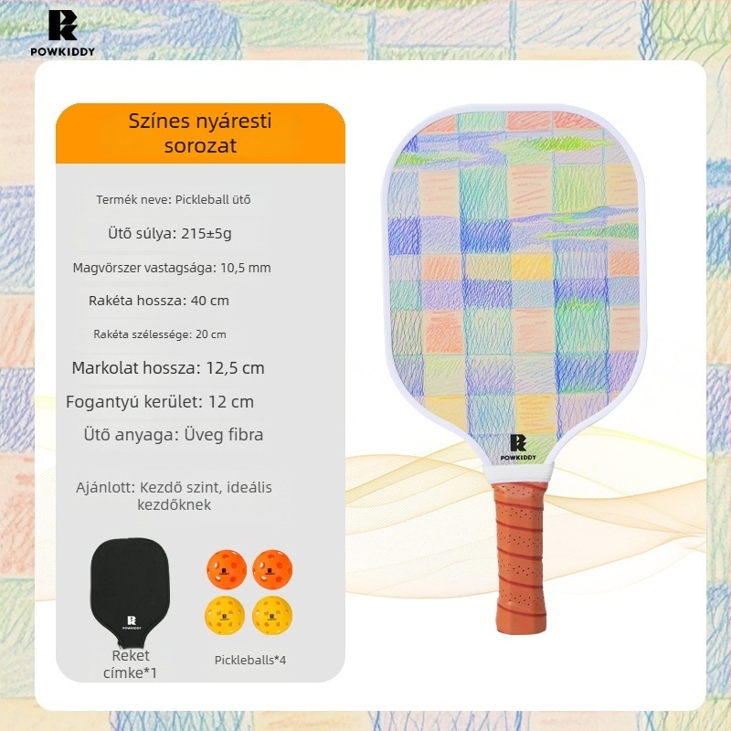 Disvis fiberglass pickleball ütő – graffiti mintázatú vonalas dizájn, készlet kezdőknek, tömege 215±5 g