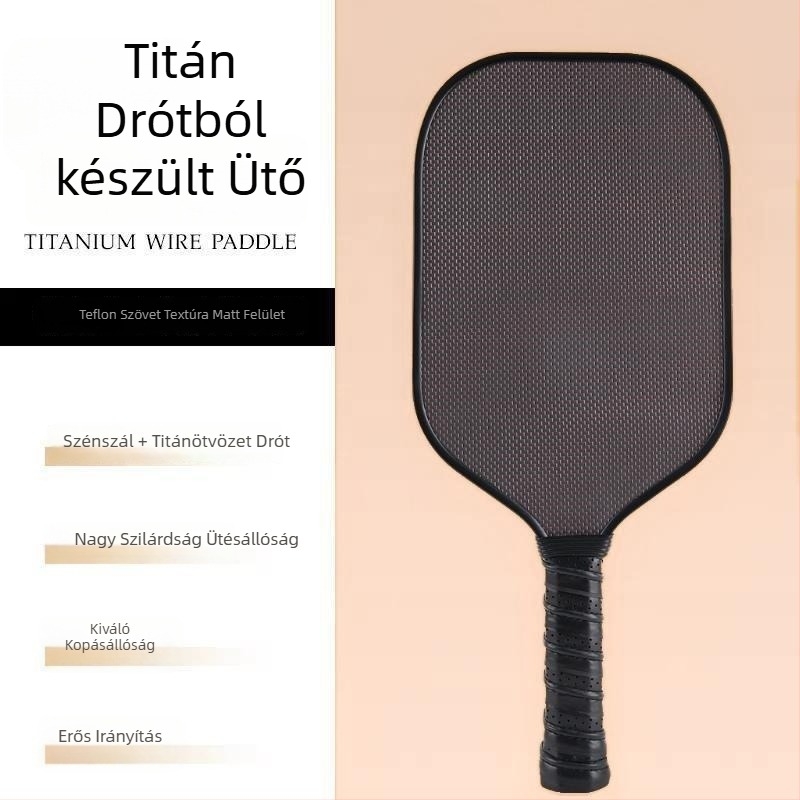Titán- és szénszálas pickleball ütő, egyrészes kivitel, kültéri használatra