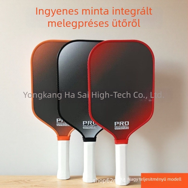 Hasago szénszálas pickleball ütő, forró préselésű egy darabos kivitel, méretek 413×190×16 mm, tömeg 230 g, T700