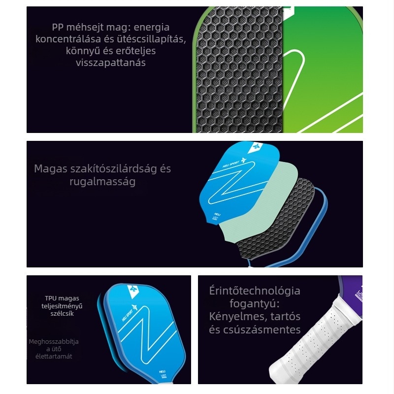 Szénszálas pickleball ütő készlet - Heli Sporting Goods, 220 g