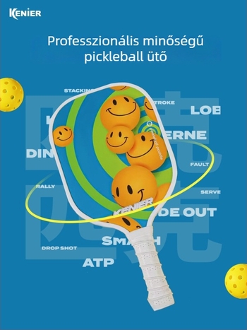 Kenier pickleball ütő készlet, fából készült, képregény-stílus, méretek 40×20×1,5 cm, 750 g