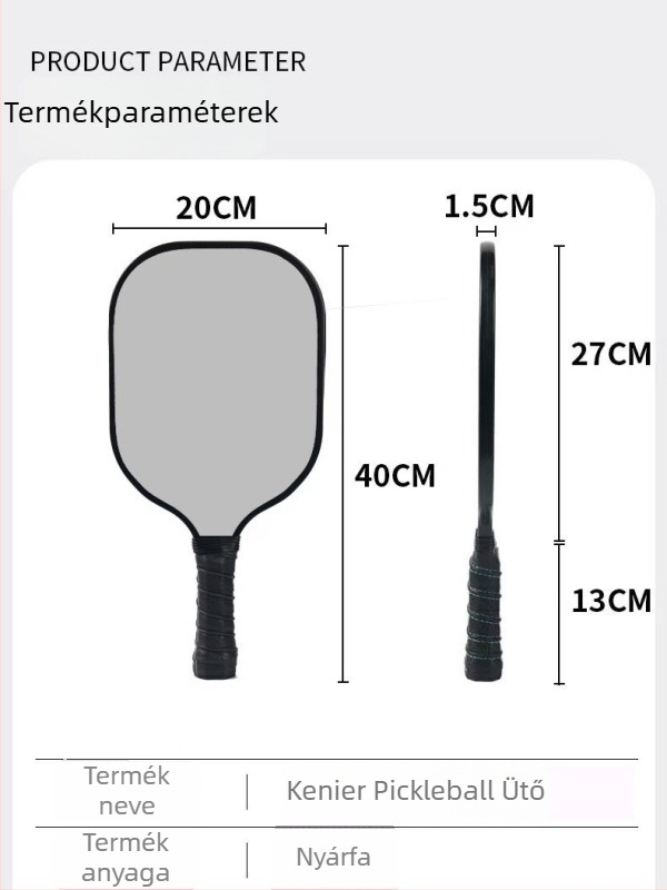 Kenier pickleball ütő készlet, fából készült, képregény-stílus, méretek 40×20×1,5 cm, 750 g
