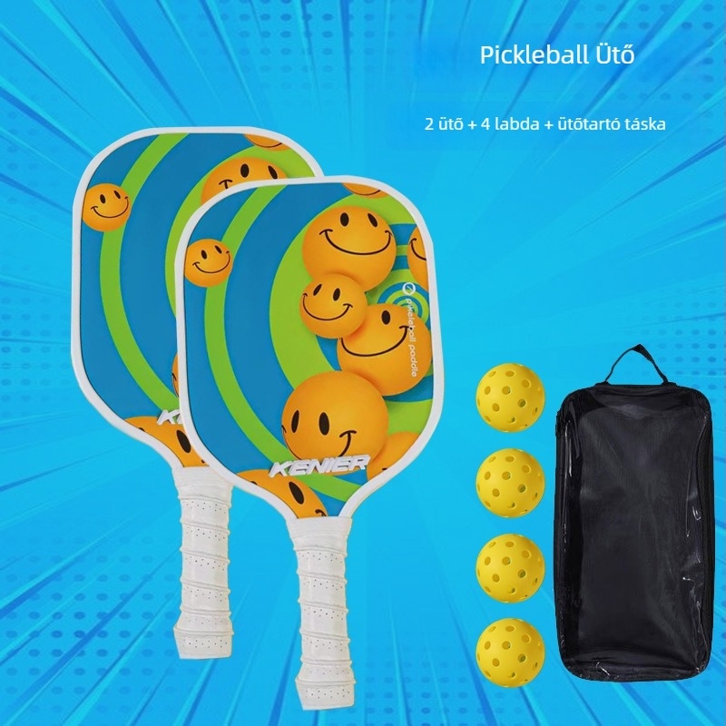 Kenier pickleball ütő készlet, fából készült, képregény-stílus, méretek 40×20×1,5 cm, 750 g