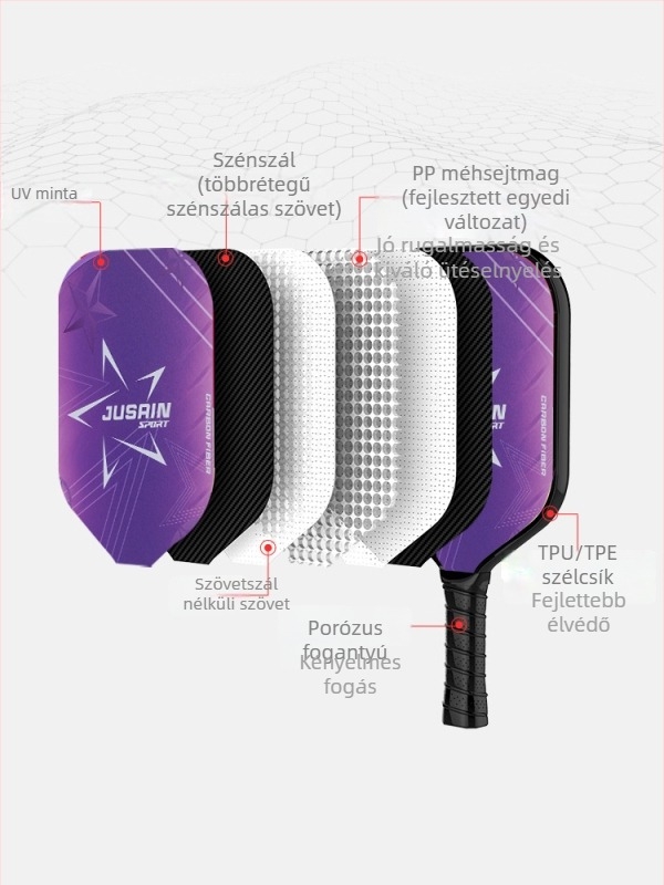 JUSAIN szénszálas pickleball ütő – 230 g, kezdő és versenyszerű játékhoz