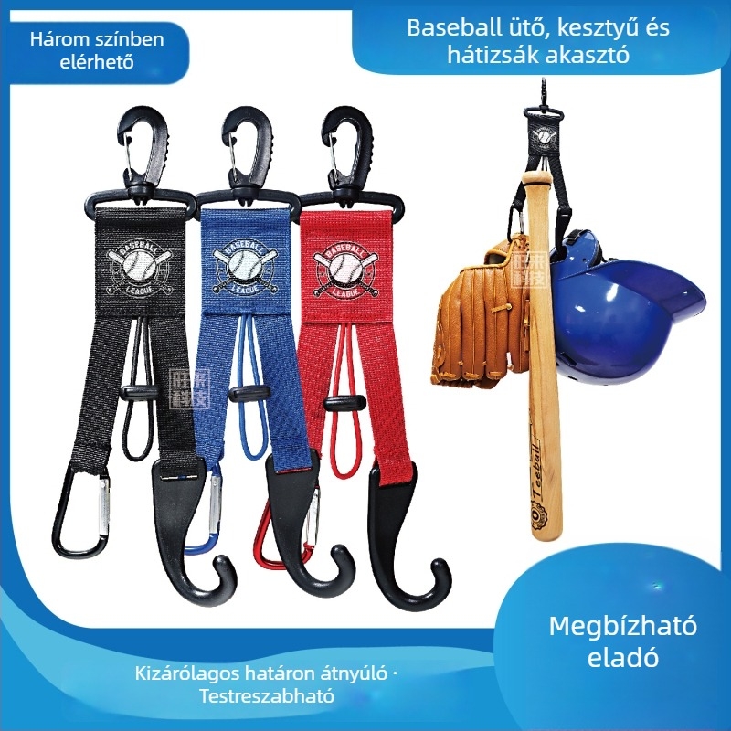 Wanglai Baseball és softball felszerelés szervező horog – webbing anyag, nyomtatott logó, kesztyű és sisak tartó