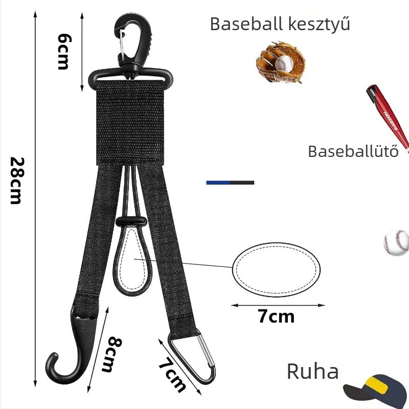 Baseball kesztyűhorgos klip – nejlon anyag, logónyomtatás lehetséges, testreszabható
