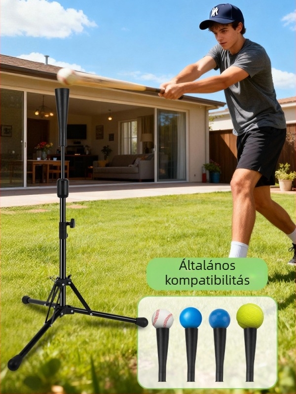 Baseball/Softball Ütés T-keret, Hordozható Tréningalap, Magas minőségű vas és gumi, univerzális használat, személyre szabás és logó nyomtatás