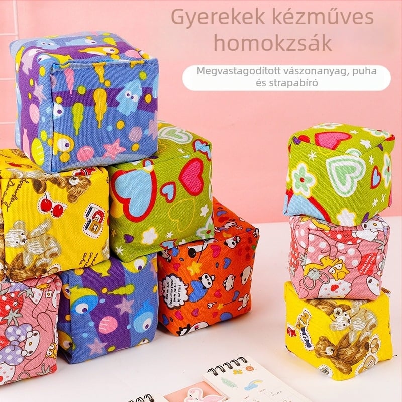 Gyermekeknek készült homokzsákok – vászon, 2 db, 4–6 éveseknek (Anyag: vászon • Db: 2 • Kor: 4–6 év)