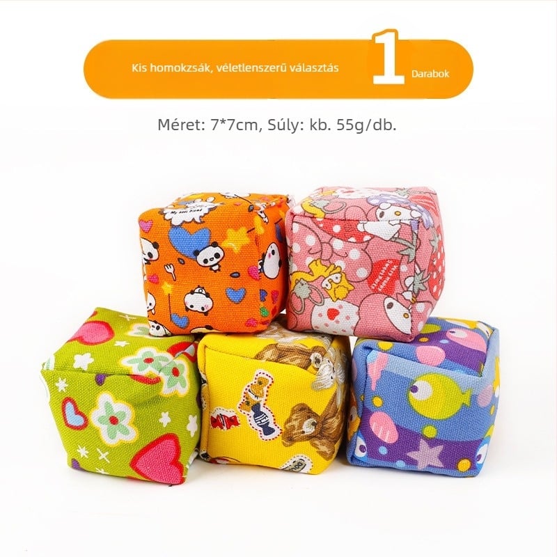 Gyermekeknek készült homokzsákok – vászon, 2 db, 4–6 éveseknek (Anyag: vászon • Db: 2 • Kor: 4–6 év)