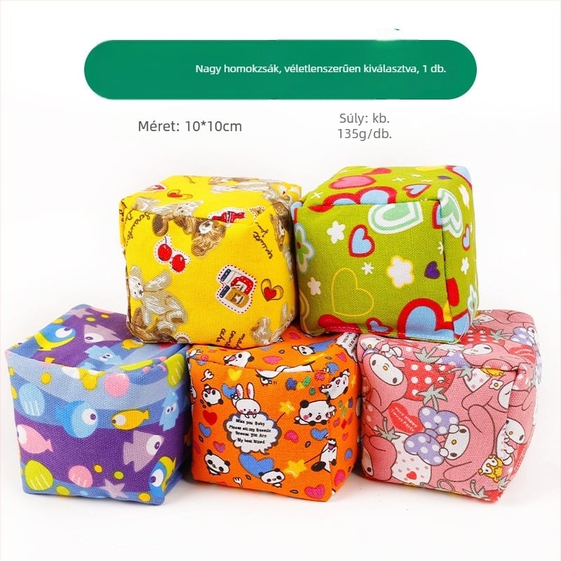 Gyermekeknek készült homokzsákok – vászon, 2 db, 4–6 éveseknek (Anyag: vászon • Db: 2 • Kor: 4–6 év)