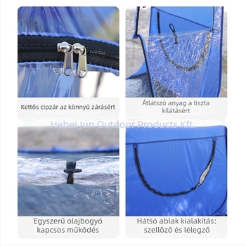 PVC átlátszó sátor kültéri sporteseményekhez – egyrétegű szerkezet, azonnali felállítás, négy évszakos használat, külső vízállóság 1000–1500 mm, súly 2,2 kg