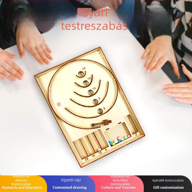 Fából készült 3D golyós pinball puzzle asztali játék a koncentráció edzésére, DIY testreszabás, egyedi rajzok, 7–14 évesek számára