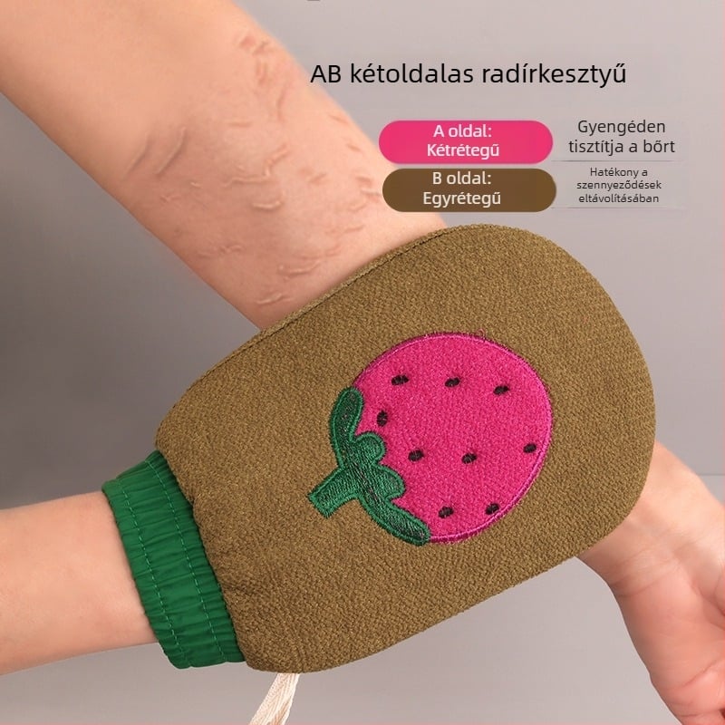 Fürdőlepedő hámlasztó közepesen finom textúrával, kétoldalas texturált felülettel, matt anyag, hímzett dizájn