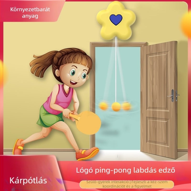 asztalitenisz-edző – lógó virágos dizájn, ABS-konstrukció, márka Boxing Shun, beltéri használatra, nyomtatott logó