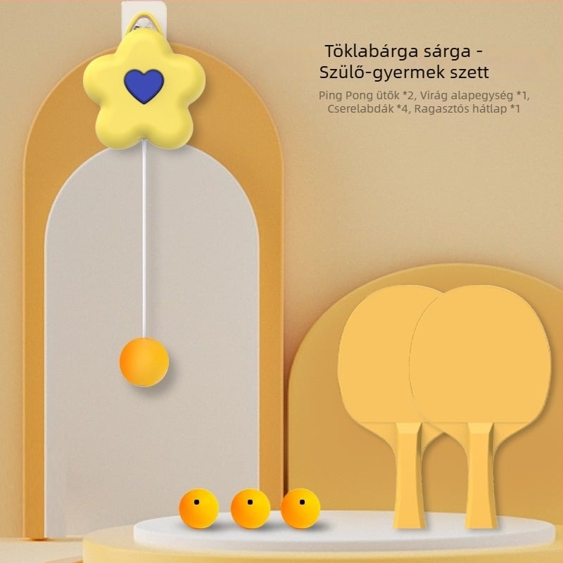 asztalitenisz-edző – lógó virágos dizájn, ABS-konstrukció, márka Boxing Shun, beltéri használatra, nyomtatott logó