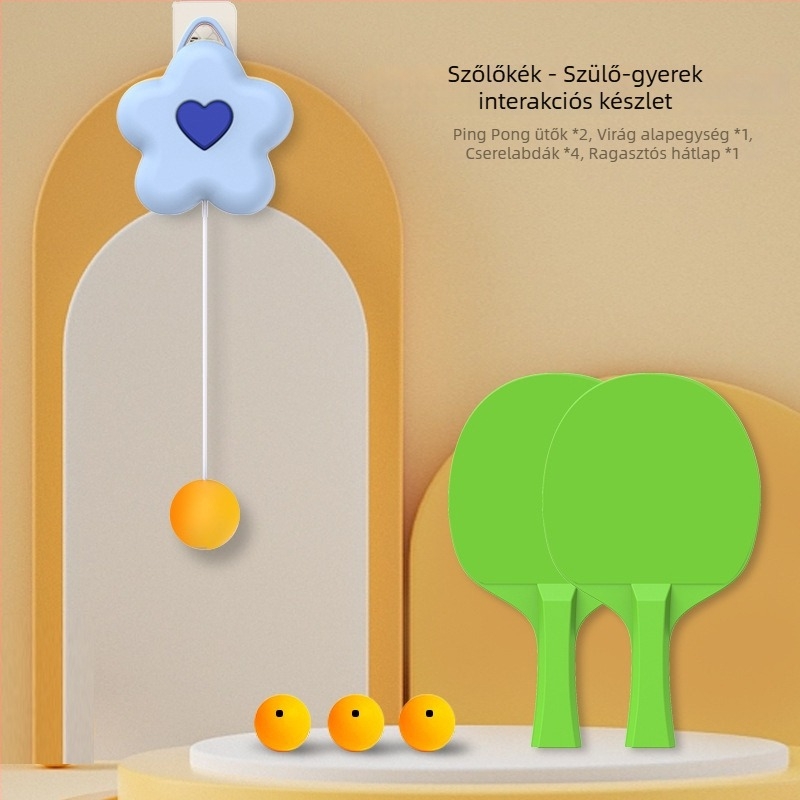 asztalitenisz-edző – lógó virágos dizájn, ABS-konstrukció, márka Boxing Shun, beltéri használatra, nyomtatott logó