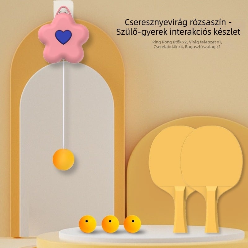 asztalitenisz-edző – lógó virágos dizájn, ABS-konstrukció, márka Boxing Shun, beltéri használatra, nyomtatott logó