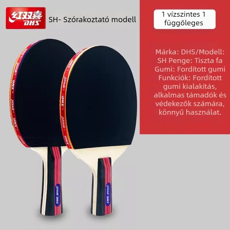 DHS asztalitenisz ütő kezdőknek (gyerekek és általános iskolások) – professzionális minőség, egy ütő készlet (Base material: Poplar; Rubber: Positive adhesive; Type: Horizontal shot; Origin: Shanghai)