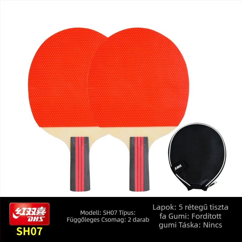 DHS asztalitenisz ütő kezdőknek (gyerekek és általános iskolások) – professzionális minőség, egy ütő készlet (Base material: Poplar; Rubber: Positive adhesive; Type: Horizontal shot; Origin: Shanghai)