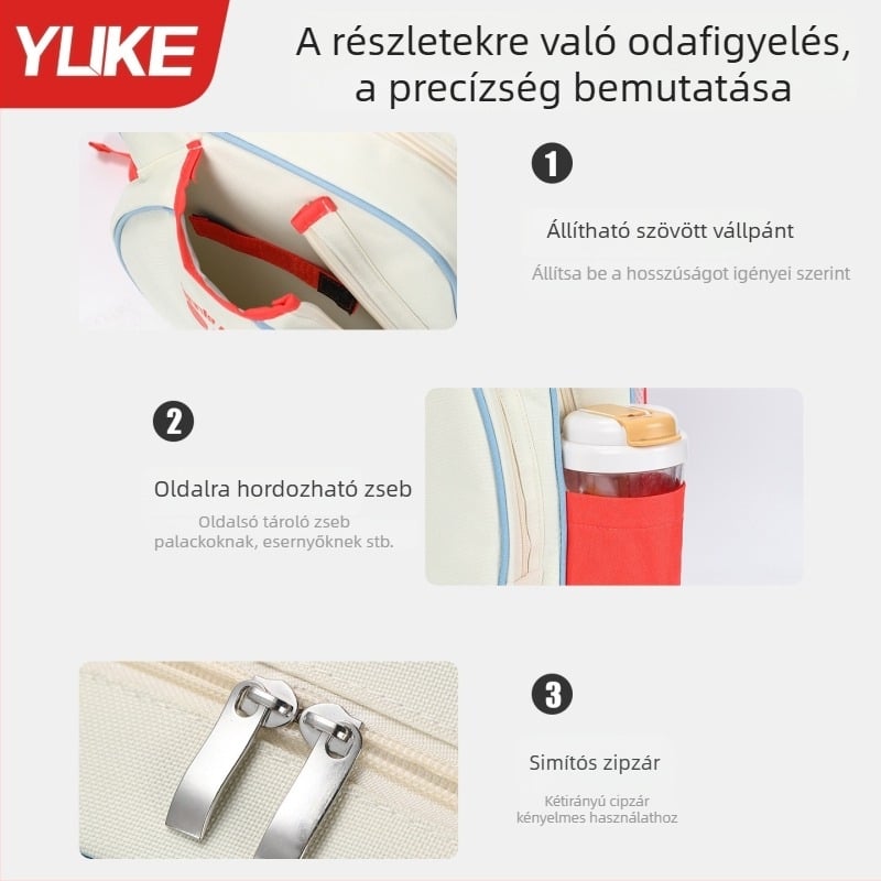 Bádminton/tenisz táska – poliészter anyag, márka Yuke, modell 25020, alkalmas asztaliteniszhez és tenishez, sportos kültéri táska
