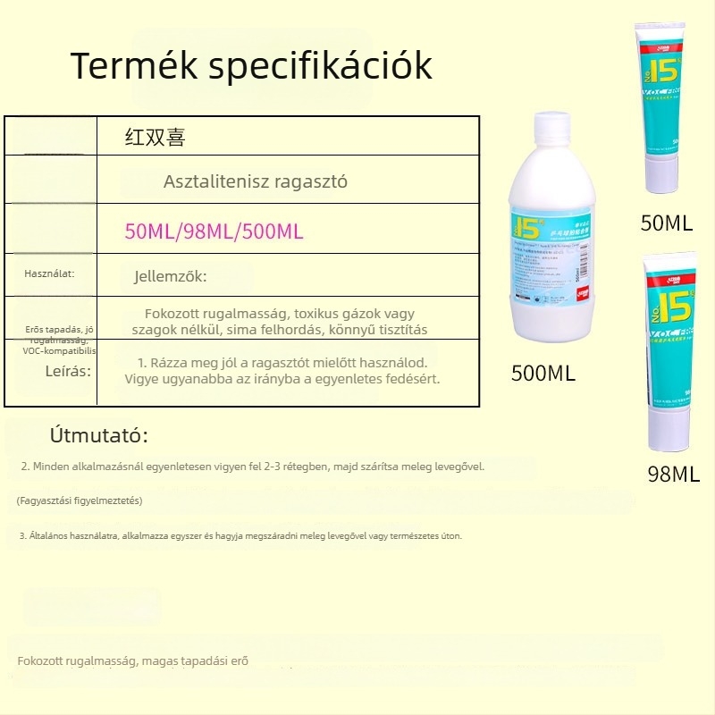 Asztalitenisz ragasztó - Anorganikus ragasztó gumilapok ragasztásához, 50 ml, DHS (Double Happiness)