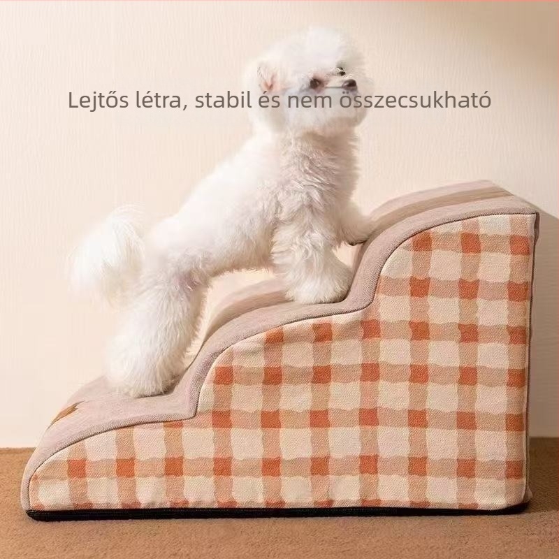Ágy mellé lépcsők háziállatoknak, kistestű kutyáknak és macskáknak, mosható és összecsukható