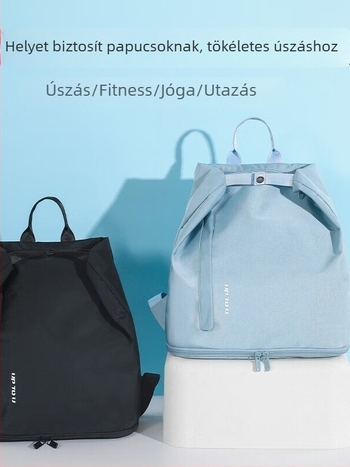 Sporttáska száraz–nedves rekesszel, vízálló úszó- és strandtáska, fitnesz- és utazótáska, hátizsák cipőrekeszsel