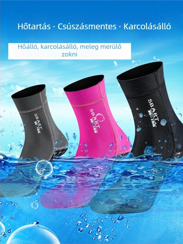 Sbart/Shabbat búvár zokni, 3 mm neoprén, 90% neoprén / 10% nylon, vágásálló, csúszásmentes