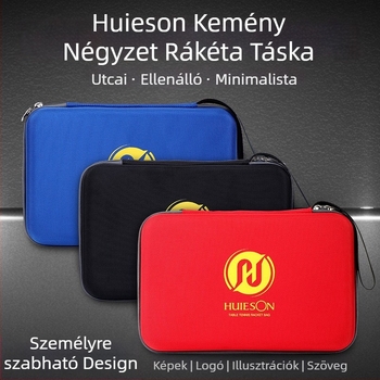 Asztalitenisz ütőtok, négyzet alakú kemény külső, Oxford anyag, testreszabható logó, Huisheng/HuIESON márka, asztaliteniszhez