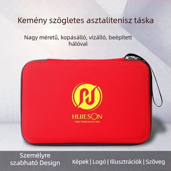Asztalitenisz ütőtok, négyzet alakú kemény külső, Oxford anyag, testreszabható logó, Huisheng/HuIESON márka, asztaliteniszhez