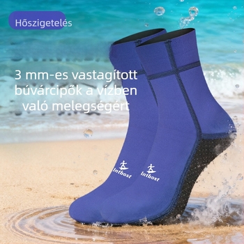 3 mm neoprén búvár zokni felnőtteknek – uniszex, vastag, csúszásmentes, kopásálló, strand és úszáshoz