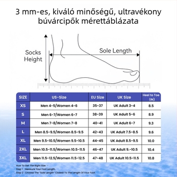 3 mm neoprén búvár zokni felnőtteknek – uniszex, vastag, csúszásmentes, kopásálló, strand és úszáshoz