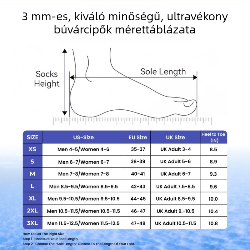 3 mm neoprén búvár zokni felnőtteknek – uniszex, vastag, csúszásmentes, kopásálló, strand és úszáshoz