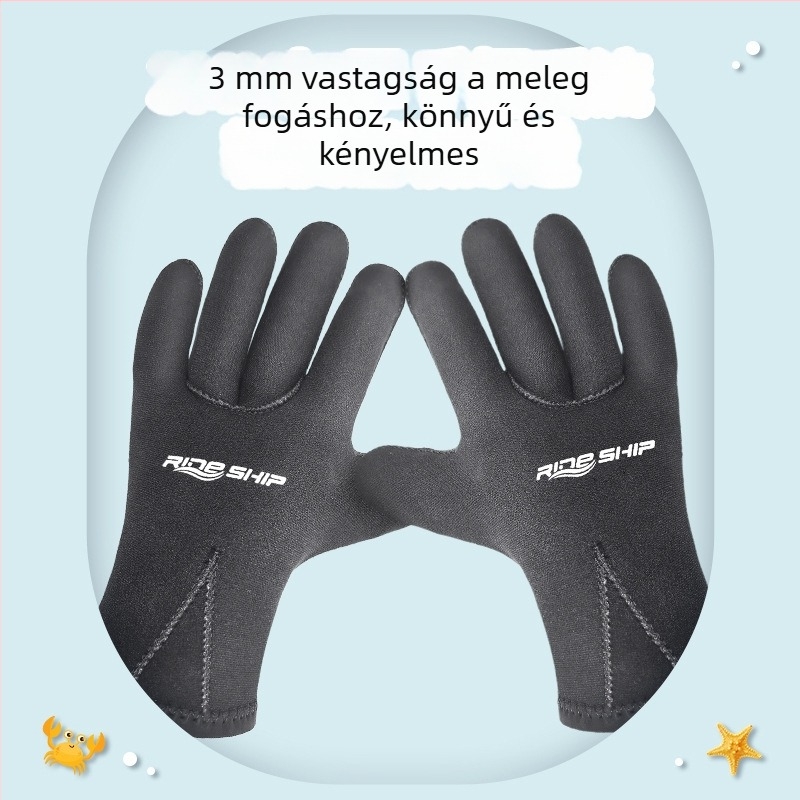3 mm-es neopren búvárkesztyűk gyerekeknek, melegek, vízállóak és karcolásállóak