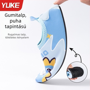 Gyerekeknek szánt folyóparti cipő, felső rész nylon + bőr, lélegző, EVA talp, gumírozott középtalp