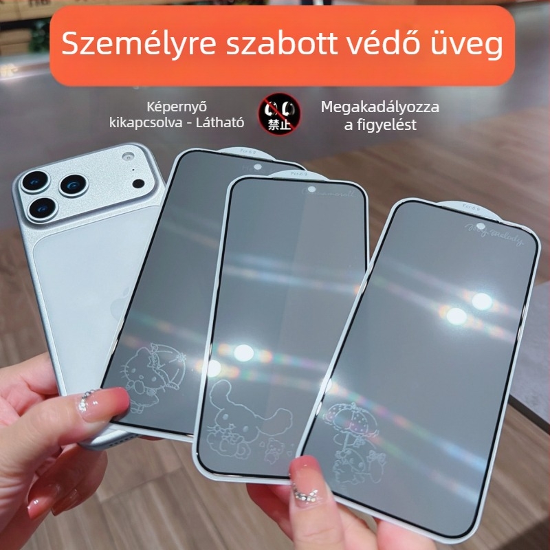 Elülső edzett üveg magánéletvédő kijelzővédő iPhone 14 Pro Max‑hoz – HD, teljes kijelző, anti-megfigyelés, ütésálló, porálló