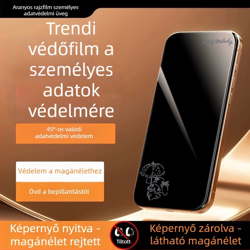 Elülső edzett üveg magánéletvédő kijelzővédő iPhone 14 Pro Max‑hoz – HD, teljes kijelző, anti-megfigyelés, ütésálló, porálló