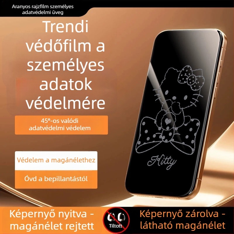 Elülső edzett üveg magánéletvédő kijelzővédő iPhone 14 Pro Max‑hoz – HD, teljes kijelző, anti-megfigyelés, ütésálló, porálló